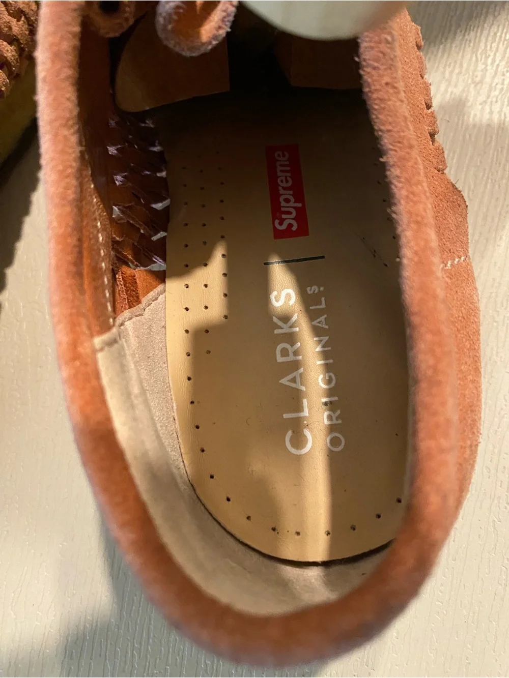 Clarks Originals X Supreme Wallabee Woven Weave Salmon Pink Suede size 7m